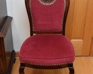 Antique / Vintage Parlor Chair with Carved Detail & Nailhead Trim