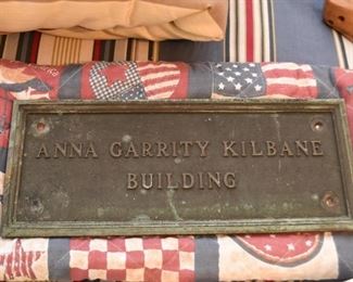 Anna Garrity Kilbane Building Plaque