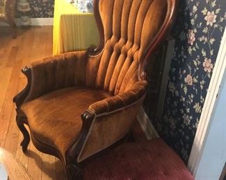 Victorian chair and ottoman