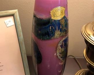 Val St  Lambert Art Glass Vase