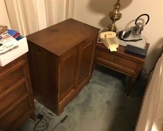 Night stand with drawer and one with sliding doors