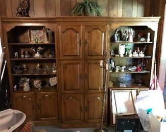 Solid wood three piece entertainment center 