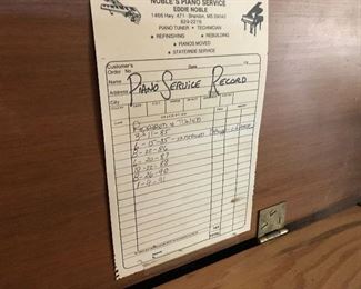 Wurlitzer piano service record 