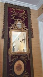 Beautiful mirror, tapestry, & antique print