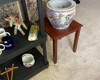 small side table and large pot