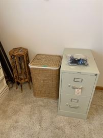 clothes hamper, 2-drawer file cabinet