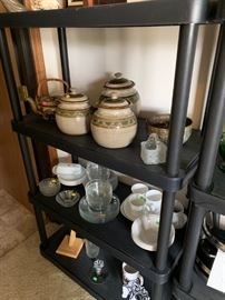 pottery canisters, variety of dishes