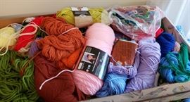 2 boxes of yarn -- most new