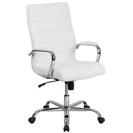 Flash Furniture High Back White Leather Executive Swivel Office Chair with Chrome Arms