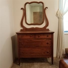 Oak Dresser with Harp Mirror Support