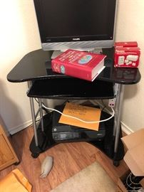 Computer stand with small flat screen TV