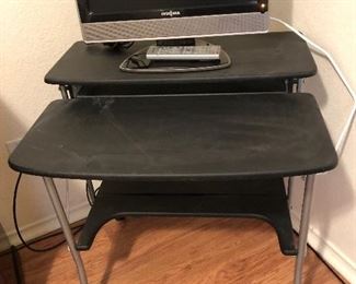 Another computer table with small screen TV