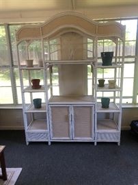 Stunning white cane/rattan/wicker room divider or shelving unit