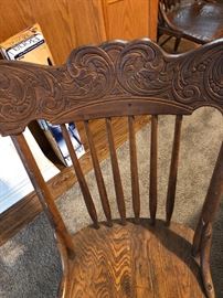 Close up of back of pressback chair