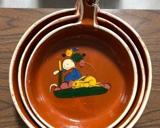 Antique Ceramic Terracotta Nesting Bowls