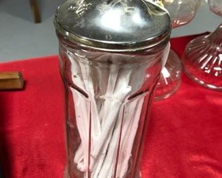 Antique Drug Store Glass Straw Decanter