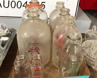 Box Lot of Antique Milk Bottles