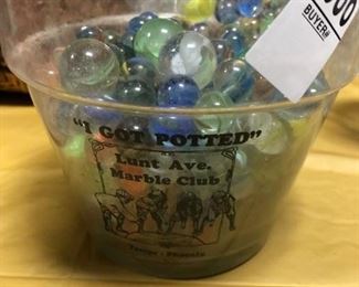 Marbles and Marble Glass Container