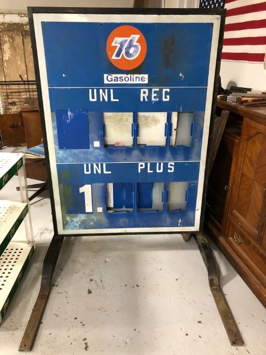 Antique Union 76 Gas Sign with number plates
