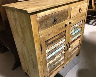 Reclaimed wood shutter cabinet