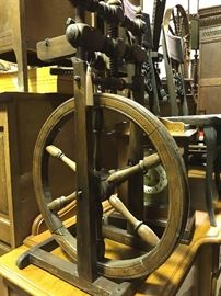 Several spinning wheels