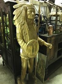 Life size carved wooden Indian