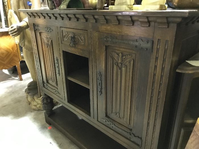 Linen fold carved sideboard