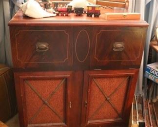Vintage Silvertone Radio and Record Player Wood Cabinet