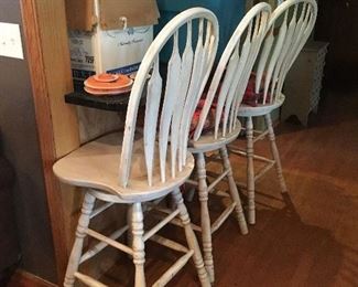3 matching bar top height swivel chairs