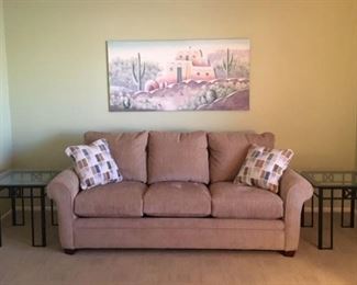 LaZBoy Tan Sleeper Sofa w/ Air Bed (includes pump). Purchased 2 years ago. LaZBoy air pump and mattress alone was $375. 