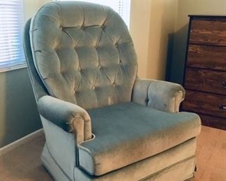 Seafoam Velvet Swivel Rocker