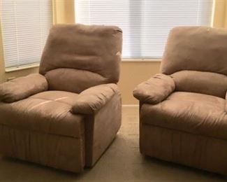 Coaster Fine Furnishings Tan Ultra-suede Wall-hugger Recliner (2) w/ detachable Backs