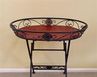 Metal/Wood Folding Tray Table