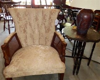 Vintage Cane-Side Tufted Back Chair