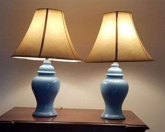 Blue Ginger Jar Lamps Pair