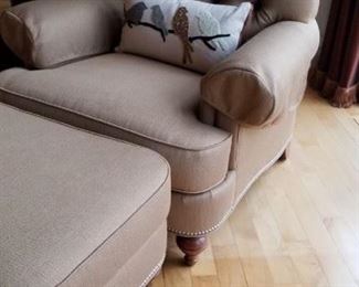 Ethan Allen Tufted Arm Chair and Ottoman