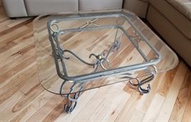 Metal and Glass Topped Coffee Table