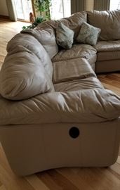 Taupe Leather Sectional Recliner and Sleeper