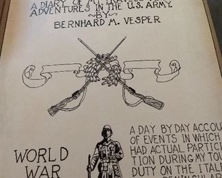 Very Rare diary of a world War 2 Soldier complete with original drawings & Photos!!