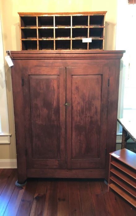 Antique  Post Office  Mail Sorter & Very old Primitive Cupboard