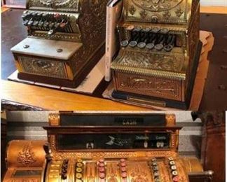 Early 1900's NCR - National solid brass cash registers. The two smaller ones are from candy shops.