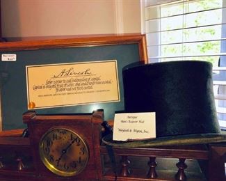Abe Lincoln framed quote and Beaver Top Hat