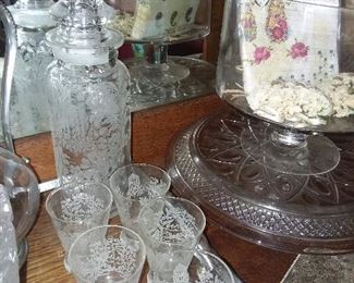Antique Decanter & Glass Set