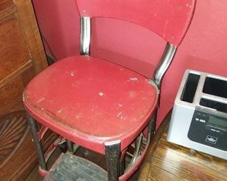 Vintage Red Folding Stepstool Chair