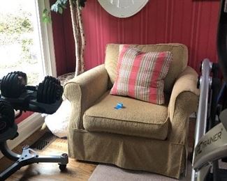 Upholstered Chair and Ottoman $175