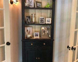 Pair Ebony Corner Cabinets $200 each