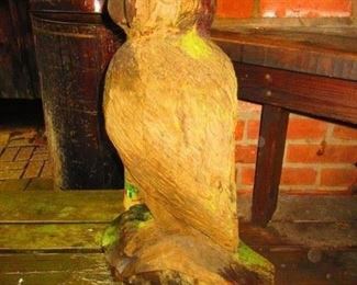 Large hand carved sculpture of an owl