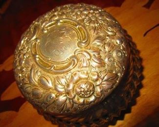 Large Sterling lidded jewelry box or casque