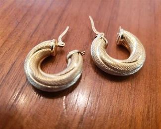 Pair of 14 karat gold woven earrings