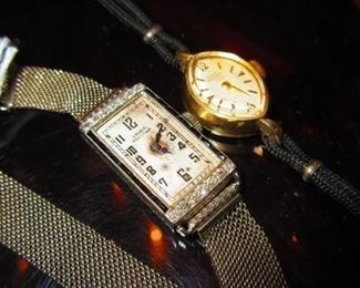 10kt gold filled Girard Perregaux Watch, and a platinum and 14kt gold Gruen watch (weight 14.7 dwt)